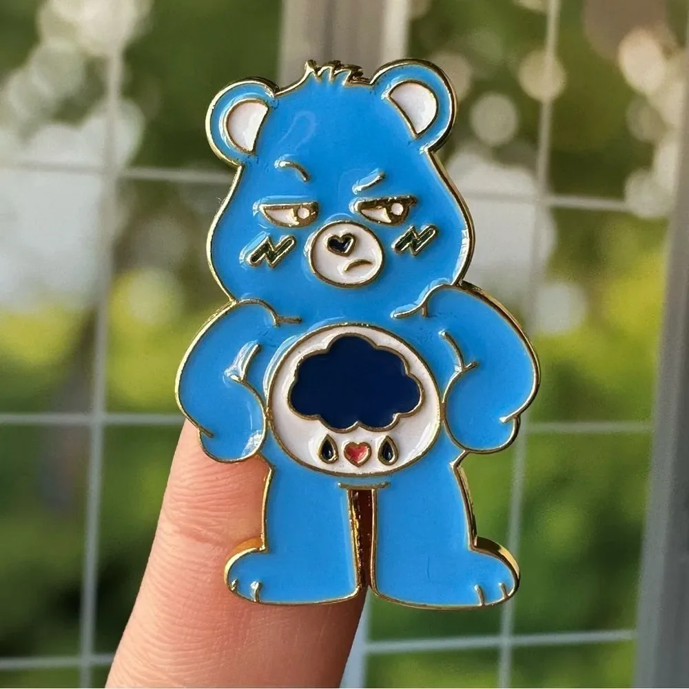 Grumpy Bear Blue Enamel Pin/ Brooch